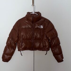 The North Face Women's Brown Puffer cropped Jacket